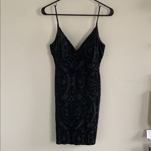 Velvet Detail Mini Bodycon Dress
